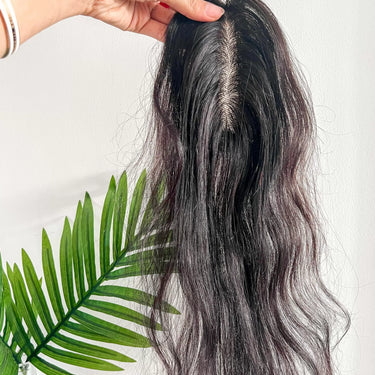 Natural Wavy Scalp Line Hair Topper – 1.5 x 5inch – Silk Base – Nish Hair