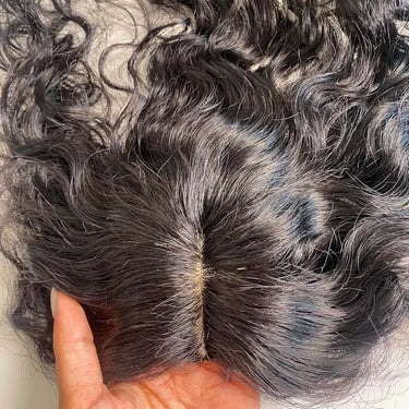Silk top wefted Hair Topper – Curly/ Wavy – Natural Black | Nish Hair