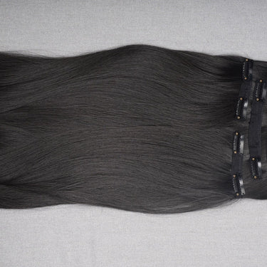 Synthetic Hair - Clip-In Set of 4 – Dark Black – 22-24inch