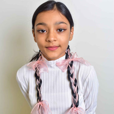 Long Braids with organza ribbons for Kids Set of 2 | Nish Hair