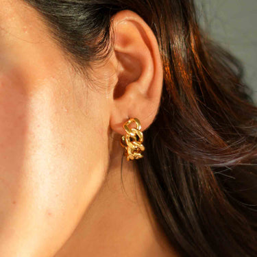 Cuban Link Half Hoop Earrings | Nish Hair X Evil Eye Jewel