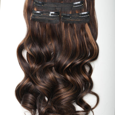 Dark Brown With Highlights  – Classic Hair - CLIP In Extensions| NISH HAIR