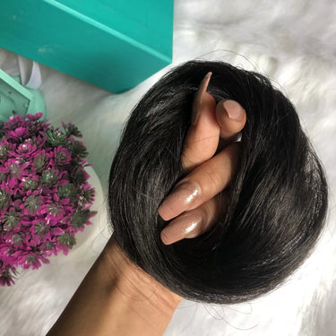 Human Hair Donut Scrunchie Black | Nish Hair